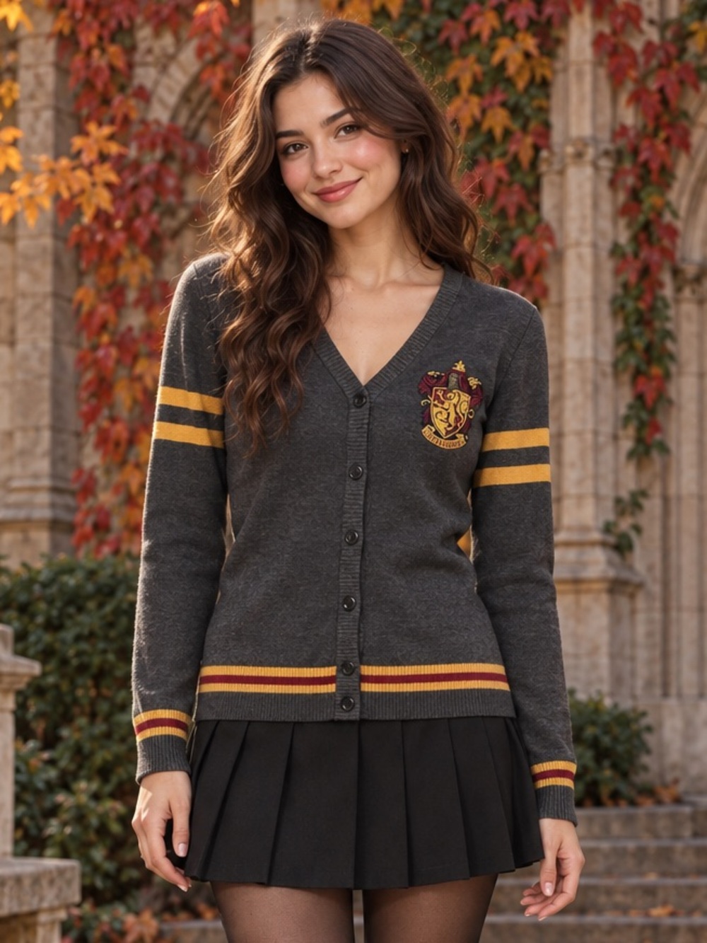 ✨ Harry Potter Gryffindor Gray Varsity Cardigan Sweater S 🦁